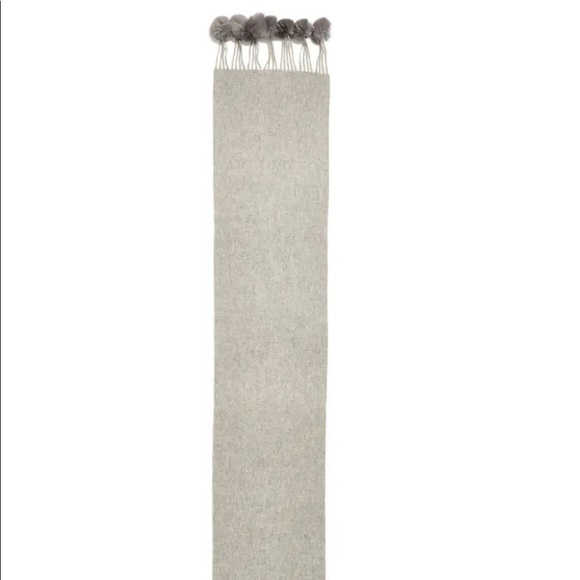 Cashmere Scarf with Fur Poms - Picture 2 of 2